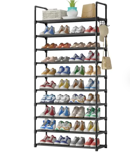 3–10 Tier Shoe Rack with Side Handles – Adjustable Shoe Organizer Shelf for Closet, Entryway & Bedroom | Easy Assembly, Versatile Placement