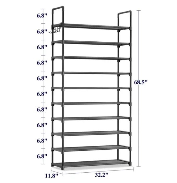 3–10 Tier Shoe Rack with Side Handles – Adjustable Shoe Organizer Shelf for Closet, Entryway & Bedroom | Easy Assembly, Versatile Placement