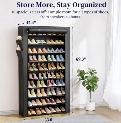 3–10 Tier Shoe Rack with Side Handles – Adjustable Shoe Organizer Shelf for Closet, Entryway & Bedroom | Easy Assembly, Versatile Placement