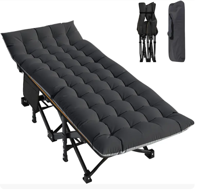 Heavy Duty XXL Folding Cot with Mattress & Carry Bag – Portable Guest Bed for Camping, Hiking, Travel & Office Naps