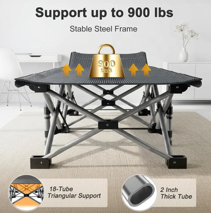 Heavy Duty XXL Folding Cot with Mattress & Carry Bag – Portable Guest Bed for Camping, Hiking, Travel & Office Naps