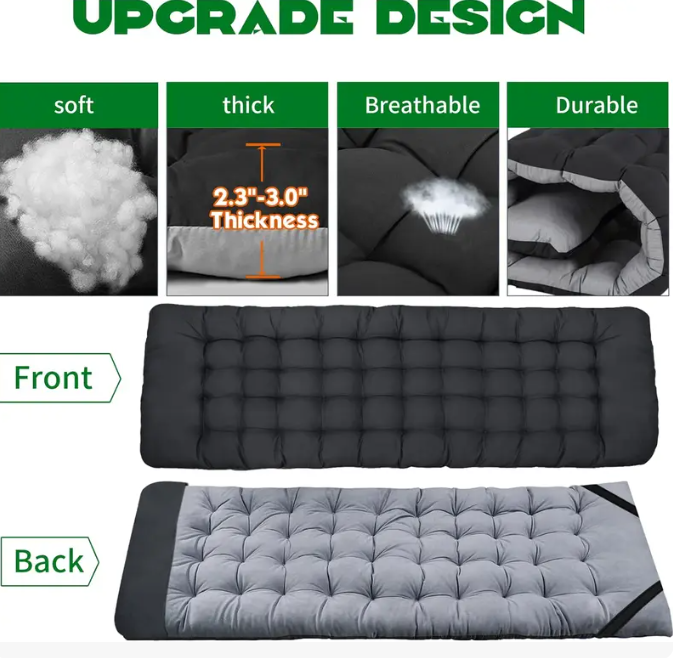 Heavy Duty XXL Folding Cot with Mattress & Carry Bag – Portable Guest Bed for Camping, Hiking, Travel & Office Naps