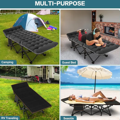Heavy Duty XXL Folding Cot with Mattress & Carry Bag – Portable Guest Bed for Camping, Hiking, Travel & Office Naps