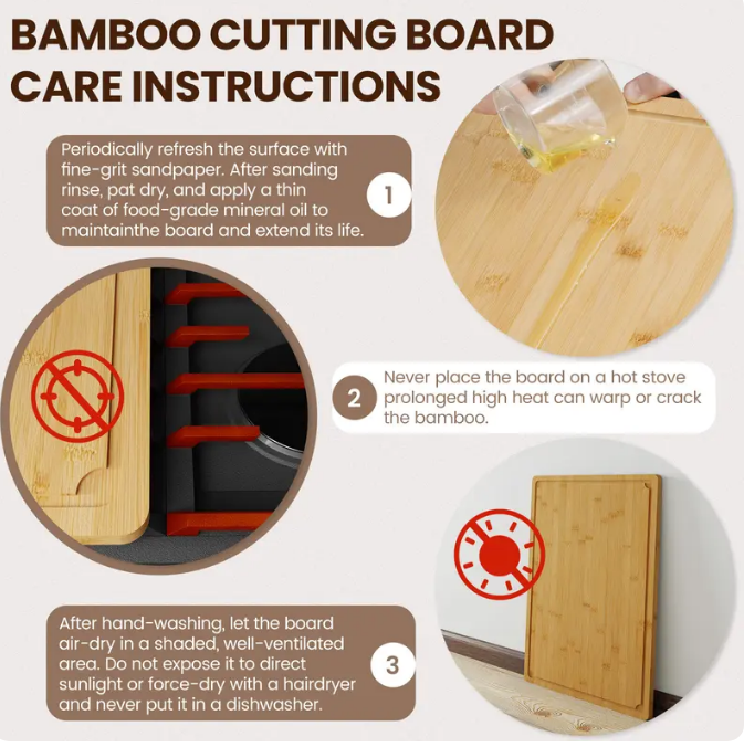 Large Bamboo Cutting Board – 4-in-1 Multifunctional Kitchen Board