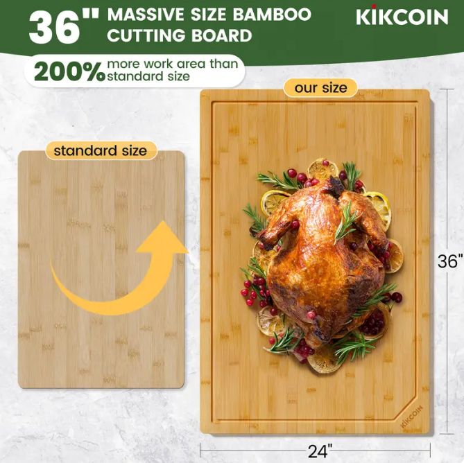 Large Bamboo Cutting Board – 4-in-1 Multifunctional Kitchen Board